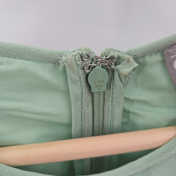 Asos Light Soft Green Floral Embroidered Lined Lace Trim High Neck Midi Dress 4 - Picture 13 of 15